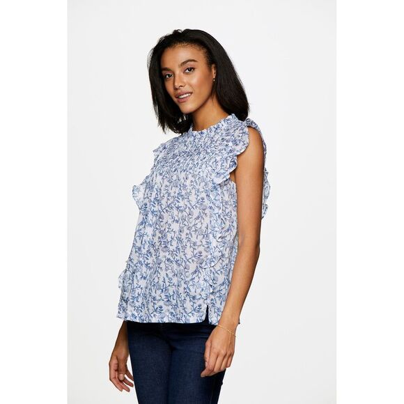 BEACHLUNCHLOUNGE COLLECTION Womens White Back Pintuck Front Yoke Top XS - Picture 3 of 4